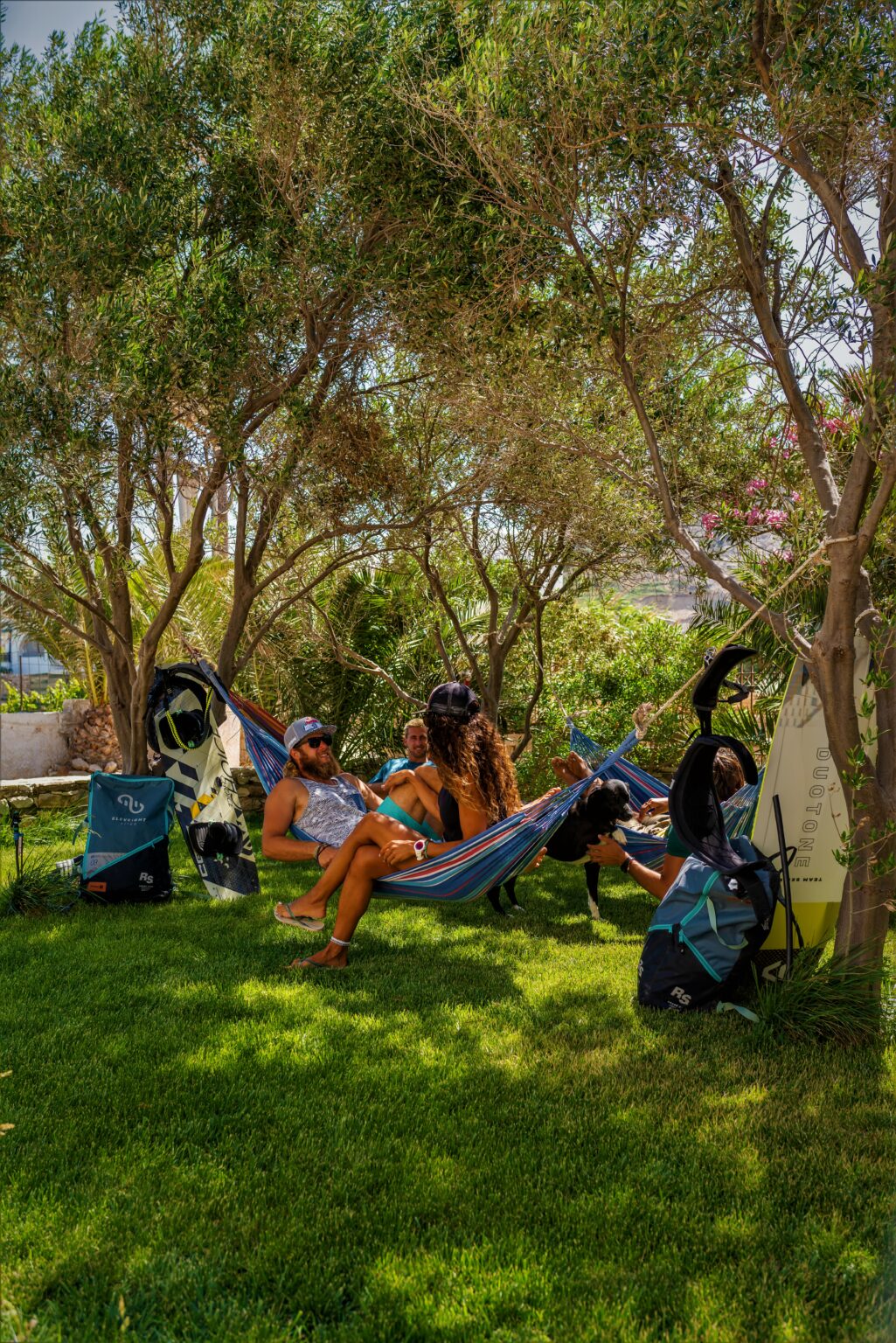 Guest are relaxing in the hammock area of the hotel