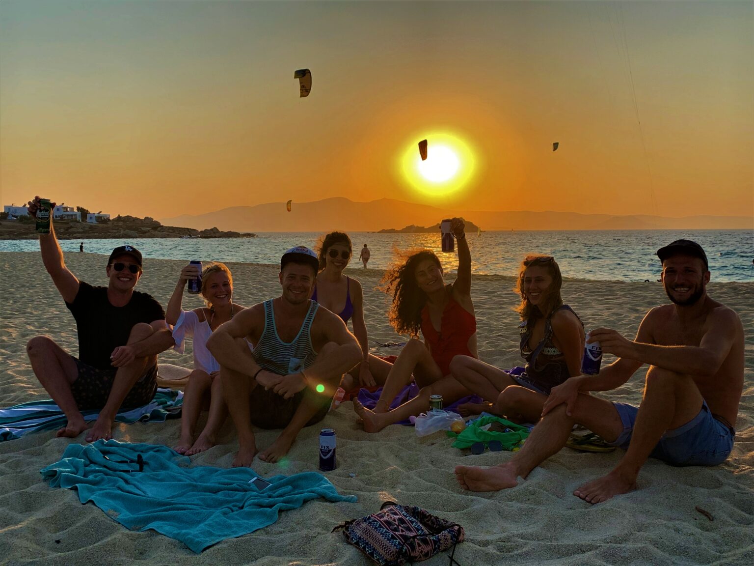At the end of the day the participants from our kite camp enjoy the sunset with a beer.