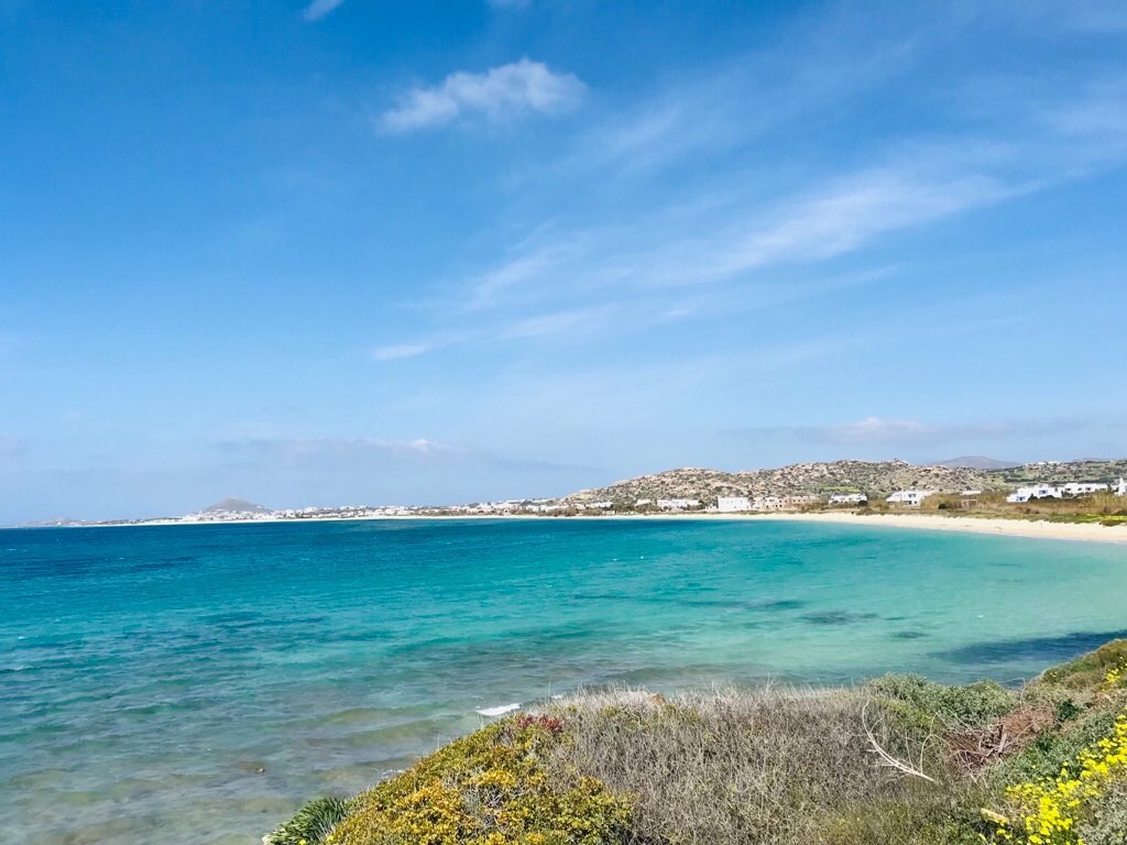 Panoramic view from Plaka beach on a no windy day.